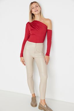 TRENDYOLMILLA Siyah Asimetrik Yaka Uzun Kollu Esnek Alttan C?tc?tl? Orme Body TWOAW22BD0080  фото 3
