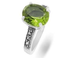 Кольцо из серебра марказит, султанит, SL-AGA118