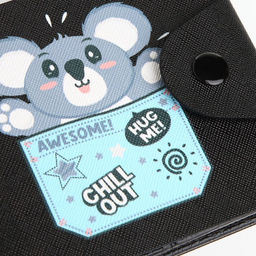 Кошелёк детский «Коала», маленький, на кнопке, чёрный