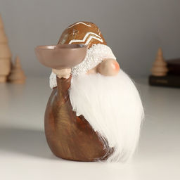 Подсвечник на 1 свечу «Фигурка: Дед Мороз в золотом колпаке с узорами», полистоун, 18×9.5×13 см