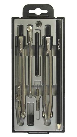 Набор чертежный (готовальня) GLOBUS ТЕХНИКА циркуль 155 мм металлический черный, 8 предмет...