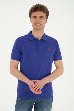 Поло Slim Fit Basic синий из хлопка