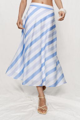 FALDA MIDI RAYAS / Azul / Blanco - Zara фото 2