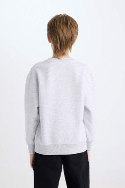 Серый свитшот обычного кроя с круглым вырезом и принтом для девочек - Defacto фото 6