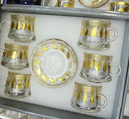 Чайный набор 12 предметов Лист / 023-6+6D-34 /уп 8/ восточная форма