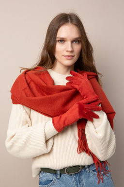 Перчатки терракотового цвета из полиэстера