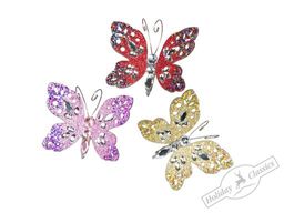 Бабочка Бали со стразами на прищепке асс. из 3-х: лаванда, шампань, бордо 7,5х6,5 см