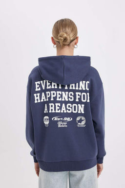 Толстовка оверсайз из плотной ткани с капюшоном и принтом - Defacto фото 6