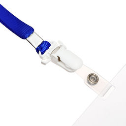 Бейдж - карман горизонтальный пластиковый, внешний размер 100×68 мм, внутренний размер 85×54 мм, лента 80×1.2 см, синий