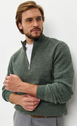 Джемпер мужской с воротником-стойкой на молнии F321-15304Rus зеленый - Fine joyce фото 3