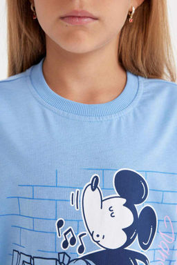 Футболка с круглым вырезом и короткими рукавами для девочек Disney Mickey & Minnie Relax Fit - Defacto фото 5