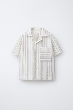 CAMISA BOWLING ESTAMPADO RAYAS / Crudo