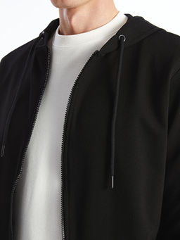 Kap??onlu Uzun Kollu Erkek Fermuarl? Sweatshirt