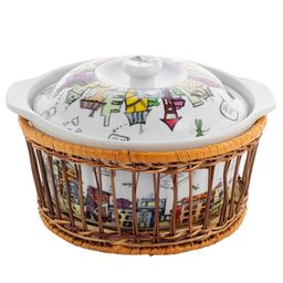 Кастрюля керамическая для запекания 1.8л (24*21*12см) с ротанговой корзинкой (6301) - Kamille фото 2