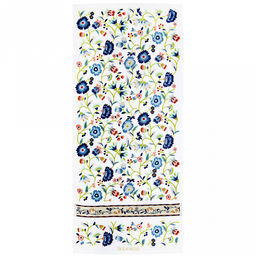 "Япония-2021" Полотенце махровое 34х78см, плотность 300гр/м2, 100% хлопок, с вышивкой, "Васильки", синий, Bolangde (Китай)