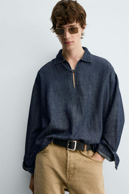 DENIM COTTON-LINEN SHIRT - Zara фото 5