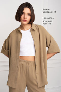 Женский летний костюм оверсайз из ткани-жатка Happyfox