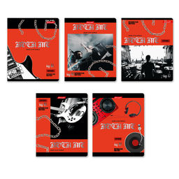 "Светоч" 48ТЕТк-007 Тетрадь ученическая общая, матовая ламинация + тиснение серебряной фольгой, A5 48 л. на скобе 65 г/кв.м , белизна 100 % 10 шт. клетка 000728 Рок-музыка