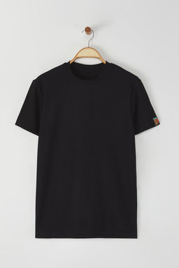 TRENDYOL MAN Siyah Regular/Normal Kesim Etiket Detayl? Dokulu T-Shirt TMNSS25TS00036 - Trendyolmilla фото 2