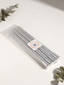 Набор свечей витых, 2.2×30 см, 4 шт., серебряный металлик