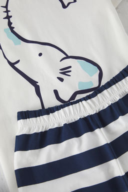 Ekru Erkek Cocuk %100 Pamuk Fil Bask?l? K?sa Kol Orme Pijama Tak?m? TKDSS25PT00019 - Trendyolmilla фото 2