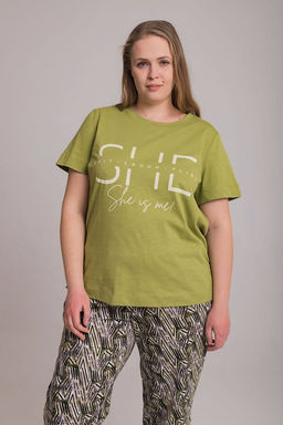 Костюм футболка и брюки М326015Пфч фисташковый/черный - Елена фото 9