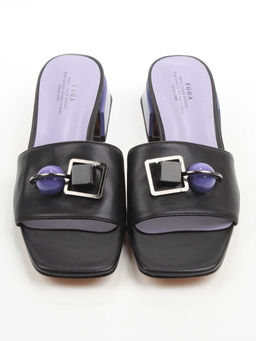 08-HLP1035-28 BLACK/VIOLET Босоножки женские (натуральная кожа)