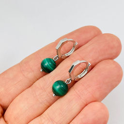 Серьги с камнем Малахит