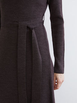 Bisiklet Yaka Beli Ku?akl? Triko Elbise