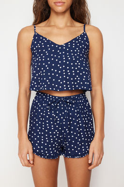 Trendyolmilla Beyaz Puantiyeli F?rf?r Detayl? Ip Ask?l? Viskon Sortlu Dokuma Pijama Tak?m? THMSS21PT0742 фото 17