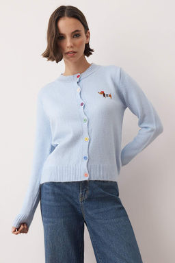 Lacivert Teen Bisiklet Yaka Yumusak Dokulu Kopek Nak?sl? Triko H?rka TWOAW26HI00274 - Trendyolmilla фото 5