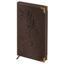 Еженедельник BG 2026г. 90*165мм 64л. кожзам "Horse. Saddle" (Wd_09832) коричневый, цв.срез