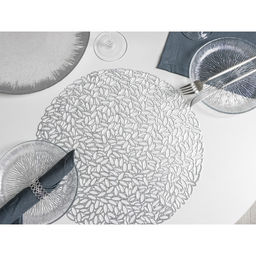 Набор салфеток сервировочных на стол Доляна Манифик, d=38 см, 4 шт, цвет серебряный