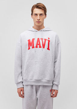 Mavi Logo Bask?l? Kapusonlu Gri Sweatshirt  фото 3