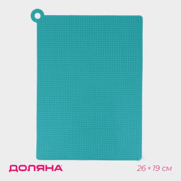 Доска разделочная Доляна, пластик, прямоугольная, противоскользящая, гибкая, 26×19 см, зелёная