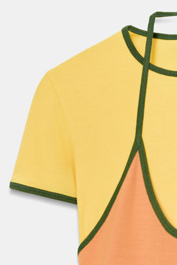 VESTIDO MINI EFECTO DOBLE / Naranja / Amarillo - Zara фото 5