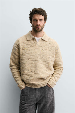 100% WOOL KNIT POLO SHIRT WITH BUTTONS - Zara фото 2