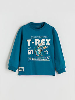 Dinozor Bask?l? Erkek ?ocuk Sweatshirt