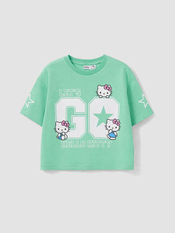 Bisiklet Yaka Hello Kitty Bask?l? K?z ?ocuk Ti??rt