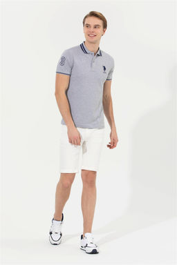 U. S. Polo Assn Мужская серая меланжевая базовая футболка с воротником-поло - U.s. polo assn фото 10