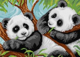 Кристальная (алмазная) мозаика  "ФРЕЯ" ALVR-139 "Две панды" 35 х 25 см