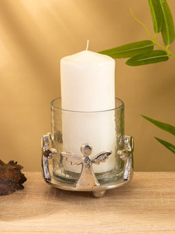 Подсвечник со стеклом Ангелочки, 11?11?11 см, алюминий