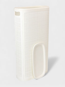 Плетёная корзина для белья с крышкой "Лён" 60л 43×20×80см, цвет белый