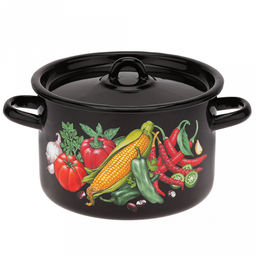 Кукуруза Набор эмалированных кастрюль 3 предмета: 1,5л, д16см, h10см, 2,9л, д20см, h13см, 4,5л, д22см, h14см, цилиндрическая форма, металлическая крышка, черный (Россия) - Домашняя мода фото 4