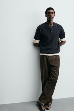 CAMISETA PUNTO CUELLO PANADERO / Marino oscuro - Zara фото 6