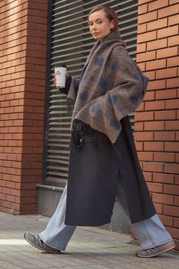 в составе ШЕРСТЬ и КАШЕМИР Большой, мягкий, теплый однотонный двусторонний палантин. - Tantino фото 14