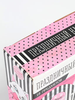 УЦЕНКА Набор бумажной посуды c масками «Кошечка», 6 тарелок, 6 стаканов, 6 масок