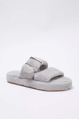 Gri Cift Bant Detayl? Pelus Kad?n Ev Terligi TAKAW26ER00012