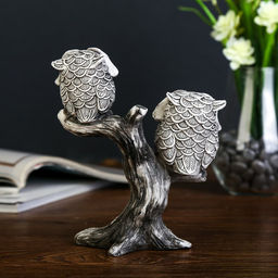 Фигурка полистоун «Два маленьких филина с большими глазами на дереве», 16.5×14.5×6 см