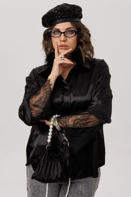 Блуза ANELLI 1801 угольный шелк